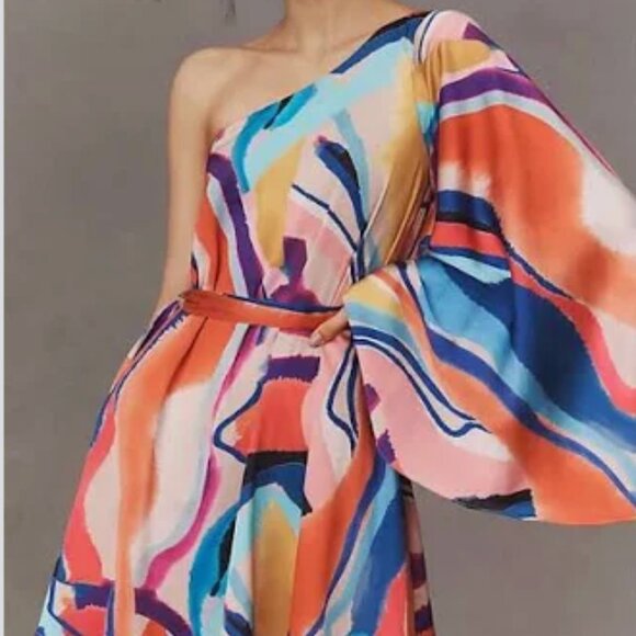 BHLDN by Anthropologie Stevie One Shoulder Satin Mini Dress - Picture 1 of 3